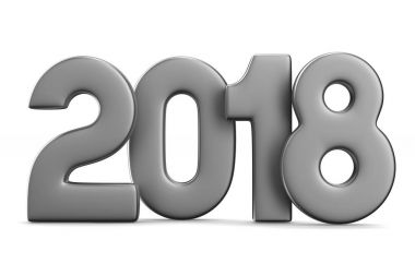 2018 yeni yıl. İzole 3d çizim