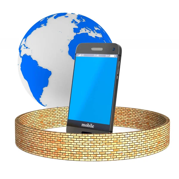 Telefon de protecție pe fundal alb. Ilustrație 3D izolată — Fotografie, imagine de stoc