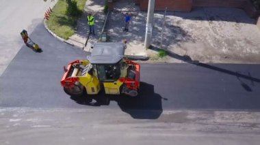 Asfalt döşeme. Yol çalışması Üstten Görünüm