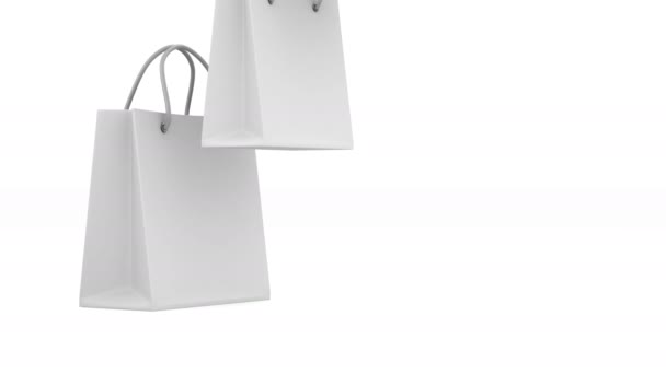 购物袋和白色背景上的 %。孤立的 3d 呈现器 — 图库视频影像