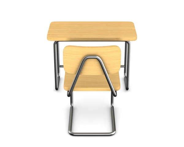 Bureau de l'école et chaise sur fond blanc. Illustrat 3D isolé — Photo