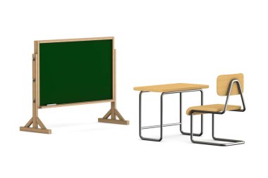 Sınıfın beyaz arka planı. İzole edilmiş üç boyutlu illüstrasyon