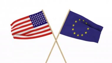 ABD ve AB bayrakları. İzole 3d render