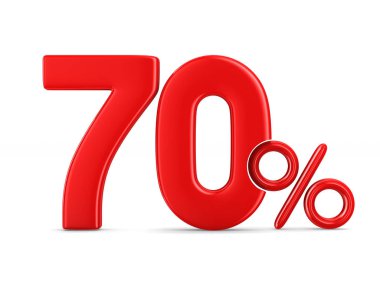 Beyaz arka plan üzerinde % 70'i. İzole 3d çizim