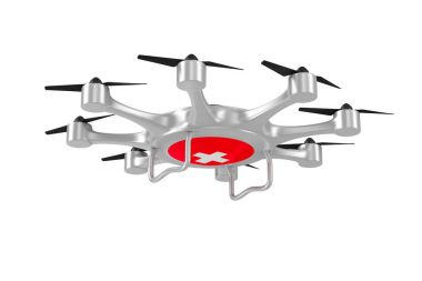 Beyaz arka plan üzerinde ambulans octocopter. İzole 3d illustrati