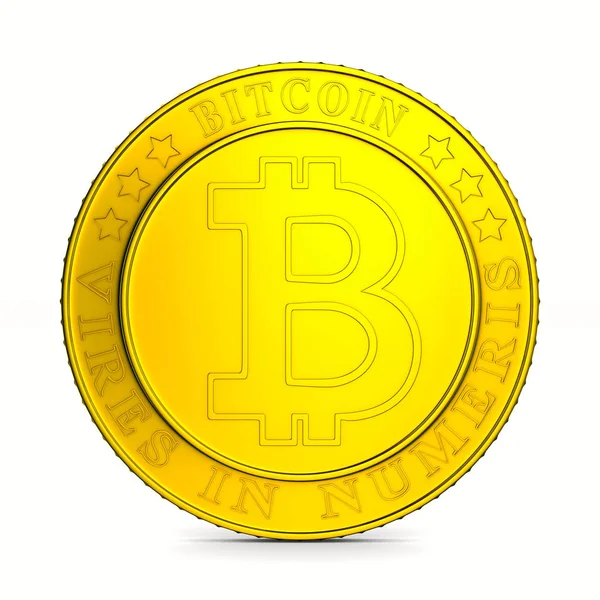 Bitcoin moneda sobre fondo blanco. Ilustración 3D aislada —  Fotos de Stock