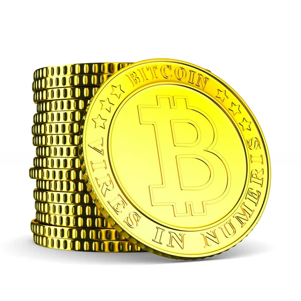 Coin Bitcoin auf weißem Hintergrund. isolierte 3D-Illustration — Stockfoto