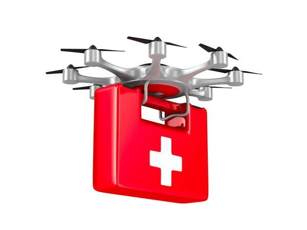 Beyaz arka plan üzerinde ambulans octocopter. İzole 3d illustrati — Stok fotoğraf