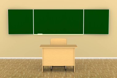 Blackboard bir tebeşir ile. 3D çizim