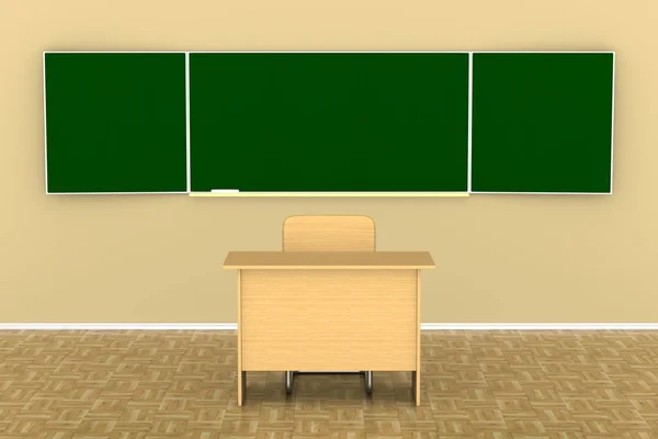 Schoolbord met een krijt. 3D illustratie — Stockfoto