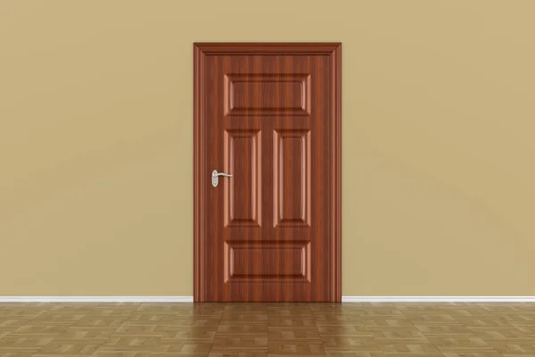 Zamknięte drzwi w holu. 3D ilustracja — Zdjęcie stockowe