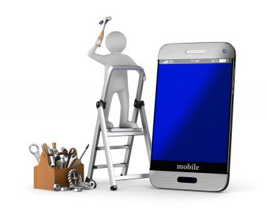 Beyaz arka planda telefon hizmeti. İzole edilmiş üç boyutlu illüstrasyon