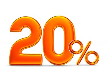 Beyaz arka plan üzerinde yüzde yirmi. İzole 3d çizim