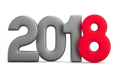 2018 yeni yıl. İzole 3d çizim