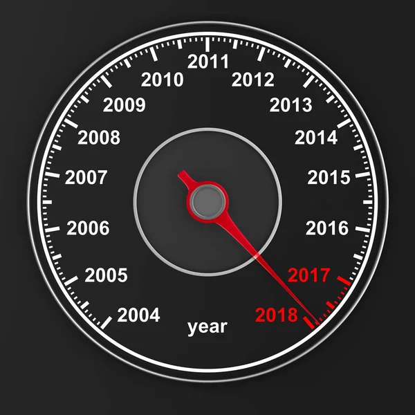 Calendrier du compteur de vitesse sur fond noir. Illustration 3D — Photo