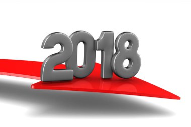 2018 yeni yıl. İzole 3d çizim