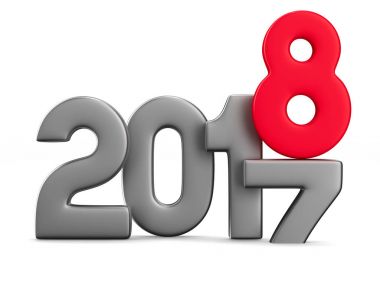 2018 yeni yıl. İzole 3d çizim