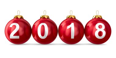 Beyaz arka plan üzerinde Noel dekorasyonu. 2018 yıl. İzole 3d