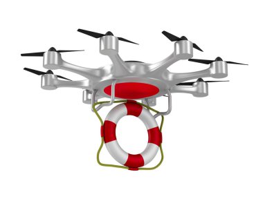 lifebuoy beyaz arka plan üzerinde ile octocopter. İzole 3d illust