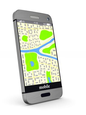 Telefon gezintisinde. İzole 3d çizim