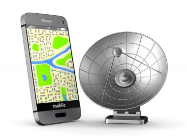 Telefon gezintisinde. İzole 3d çizim