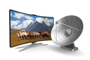 Beyaz arka planda televizyon. İzole edilmiş üç boyutlu illüstrasyon