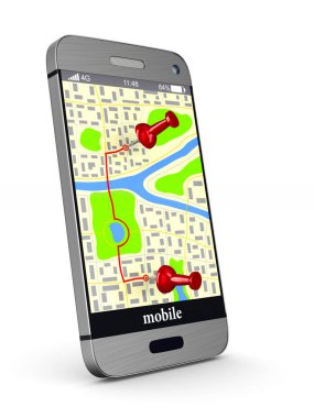 Telefon gezintisinde. İzole 3d çizim