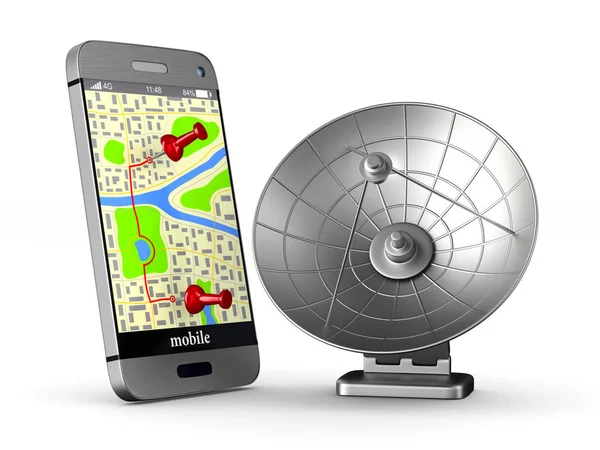 Navigation im Telefon. isolierte 3D-Illustration — Stockfoto