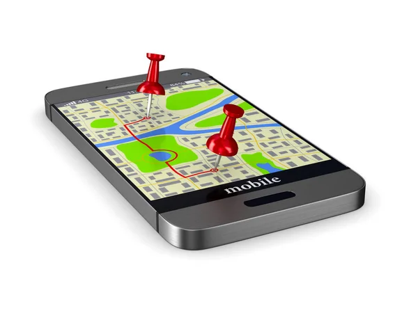 Navigation im Telefon. isolierte 3D-Illustration — Stockfoto