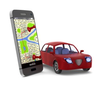 Telefon gezintisinde. İzole 3d çizim