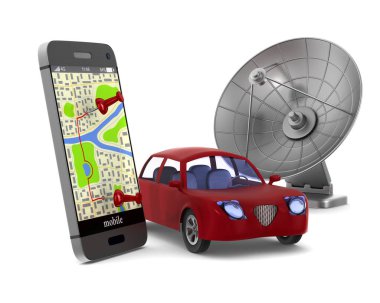 Telefon gezintisinde. İzole 3d çizim