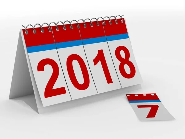 Jahreskalender 2018 auf weißem Hintergrund. isolierte 3D-Illustration — Stockfoto