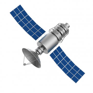 Beyaz arka plan üzerinde uydu. İzole 3d çizim