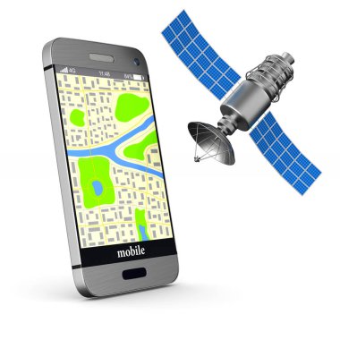 Telefon gezintisinde. İzole 3d çizim