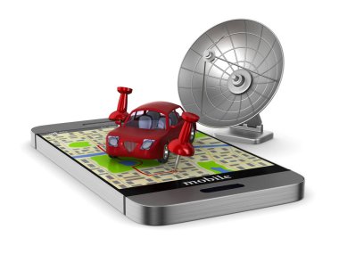 Telefon gezintisinde. İzole 3d çizim