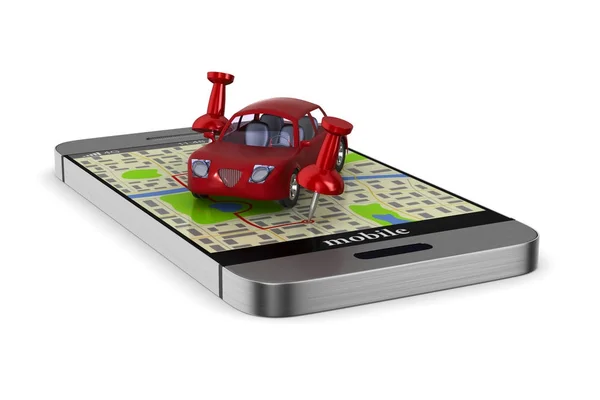 Navigation im Telefon. isolierte 3D-Illustration — Stockfoto