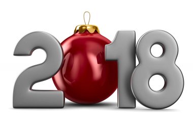 2018 yeni yıl. İzole 3d çizim