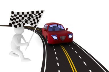 Beyaz arka plan Asfaltlı yola. İzole 3d çizim