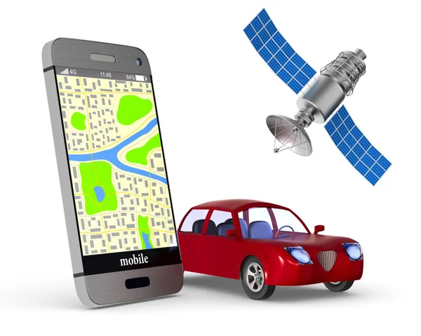 Telefon gezintisinde. İzole 3d çizim