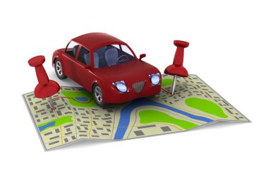 Beyaz arka plan üzerinde navigasyon sistemi. İzole 3d çizim