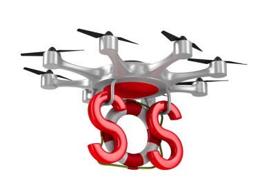 lifebuoy beyaz arka plan üzerinde ile octocopter. İzole 3d illust