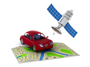 Beyaz arka plan üzerinde navigasyon sistemi. İzole 3d çizim