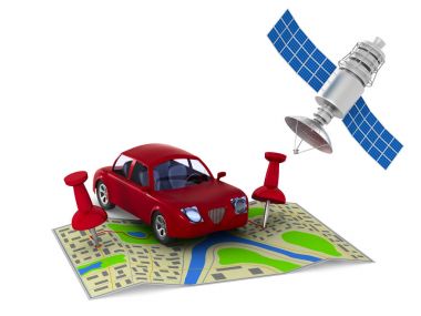 Beyaz arka plan üzerinde navigasyon sistemi. İzole 3d çizim