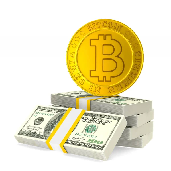 Beyaz arka plan üzerinde para bitcoin. İzole 3d çizim