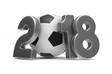 Beyaz arka plan üzerinde futbol 2018. İzole 3d çizim