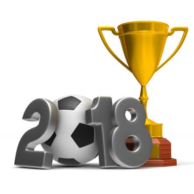 Beyaz arka plan üzerinde futbol 2018. İzole 3d çizim