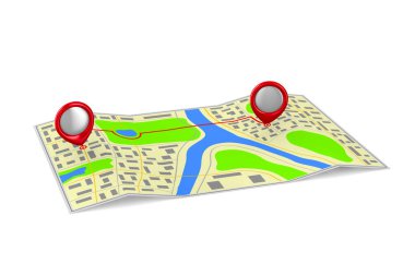 Beyaz arka plan üzerinde navigasyon sistemi. İzole 3d çizim