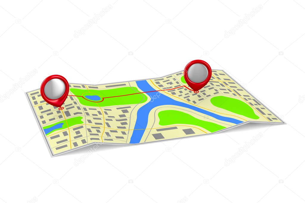 navigation system on white background. Isolated 3d illustration