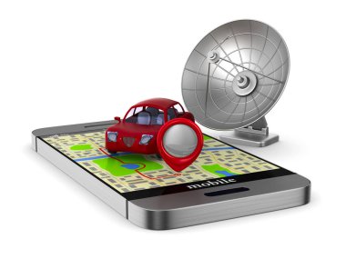 Telefon gezintisinde. İzole 3d çizim