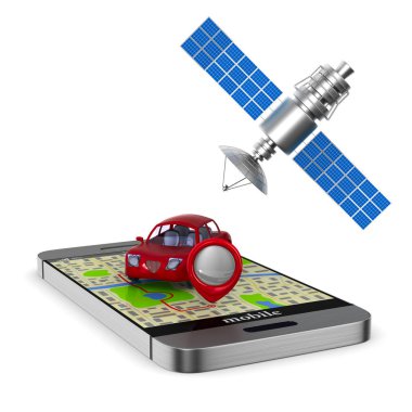 Telefon gezintisinde. İzole 3d çizim